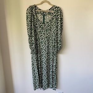 Reformation Green Floral Midi Dress